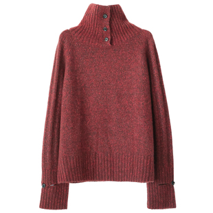 KAKA 文艺复兴~巴黎秀款大师重磅花纱山羊绒慵懒女神高领套衫毛衣