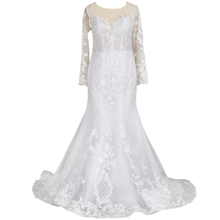 梵娜仙衣法式轻奢鱼尾蕾丝婚纱白色长袖超仙显瘦高级感主纱出门纱