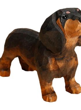 手工木雕腊肠狗丨摆件电脑桌桌面摆件生日礼物女生圣诞节送男友