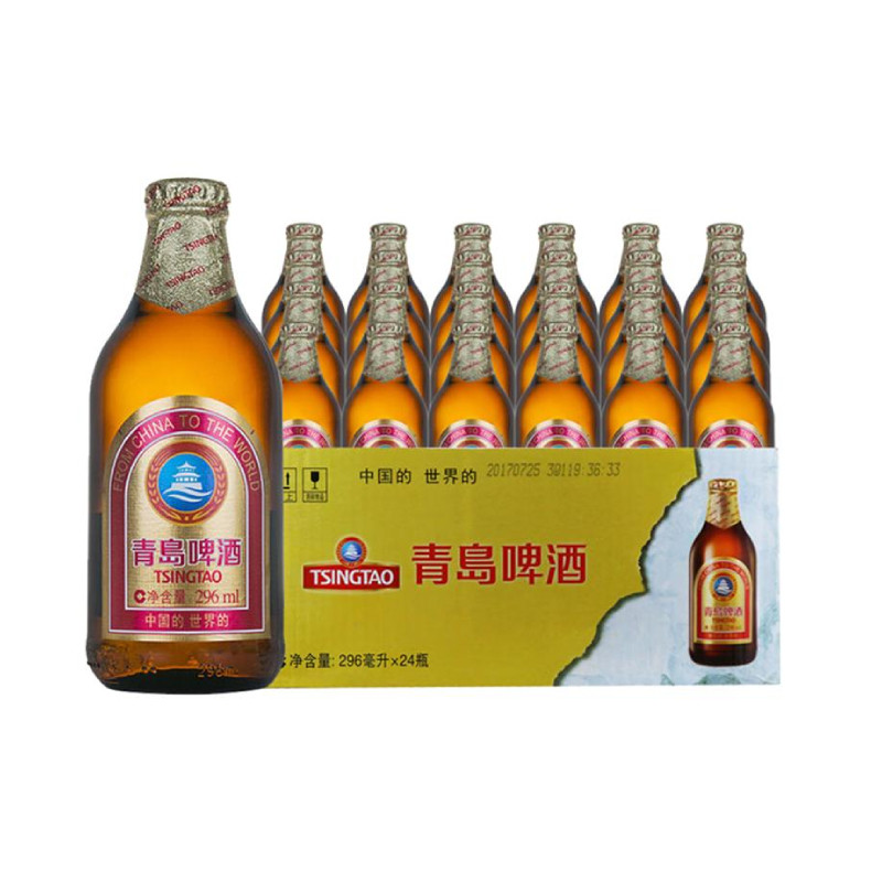 青岛啤酒高端小棕金质296ml*24瓶整箱香醇顺滑新鲜包邮上海松江产