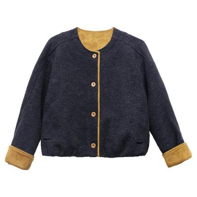 小香风撞色拼接毛呢外套加棉大衣