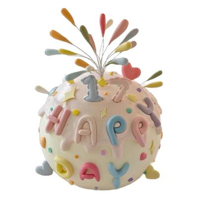 网红同款彩色礼花火生日蛋糕装饰插件happy birthday字母模具烘焙