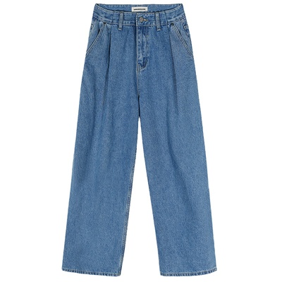 落落狷介宽松牛仔阔腿裤女