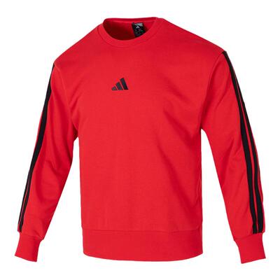 阿迪达斯男子简约圆领条纹打底衫