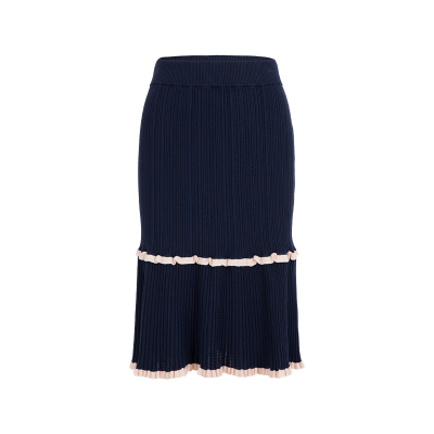 MARYLING蓝白撞色针织半身裙