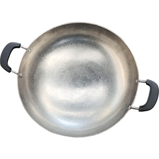 钛锅纯钛炒锅双耳锅章丘钛锅手工锻打非铁锅圆底无涂层不粘锅家用