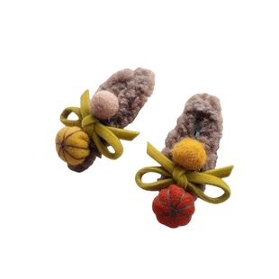 秋冬橙黄色南瓜蝴蝶结可爱发夹女温暖侧边发夹刘海夹碎发夹新款