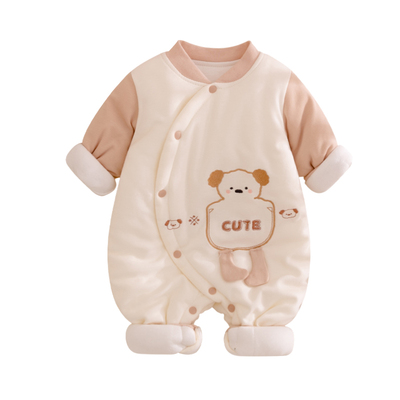 婴儿衣服宝宝秋冬季夹棉加厚连体衣新生儿哈衣爬服纯棉衣棉服冬装