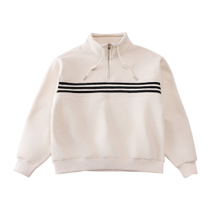 胖女童加绒加厚卫衣秋冬装中大童加肥加大码宽松半高领初中生上衣