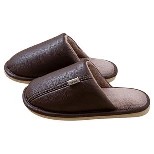 棉拖鞋男士秋冬季2026新款室内家居防水PU防滑保暖静音拖鞋男外穿