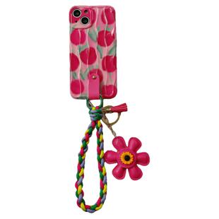 太阳花郁金香适用苹果14pro手机壳iphone15promax夏天13pro编织挂绳12斜挎16pro可背肩带11章子怡同款马君妍