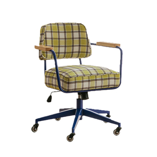 复古风客厅卧室书房可升降电脑椅办公椅现代休闲扶手椅单人方格椅