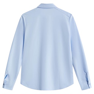 图曼朵蓝色长袖衬衫女士春季高级感通勤职业面试正肩衬衣正装上衣