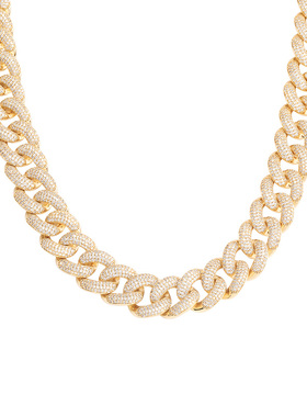 ins热卖新品20mm镀金古巴链锆石