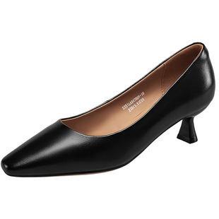 意尔康真皮高跟鞋女2026春款尖头细跟职业通勤单鞋法式气质工作鞋