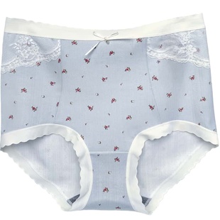 彩田花仙子内裤女15818高腰蕾丝边25335碎花再生纤维棉质包臀提花