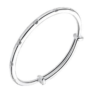 顺钦银楼S9999纯银手镯女四叶草幸运足银手镯银手饰女友礼物纪念