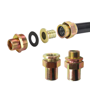 防爆软管快速接头免压组件卡套式三柱顶丝挠性连接管扣压接头配件