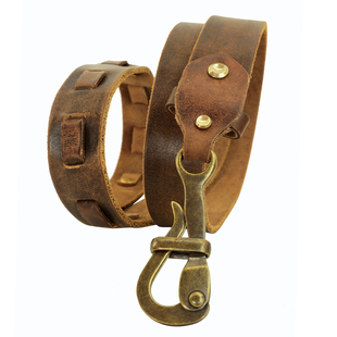 手工定制美式复古牛皮水手腰带 男士机车骑兵皮带 头层牛皮铜扣