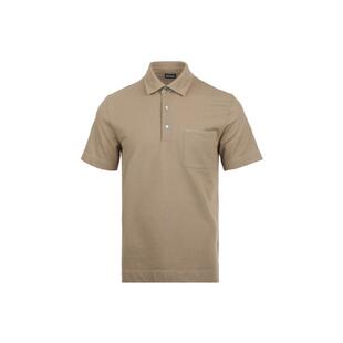 【自营】Zegna/杰尼亚男士皮革饰标纯棉商务休闲短袖Polo衫T恤