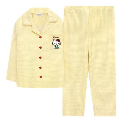 HelloKitty猫睡衣女2025年新款春秋季梳织纯棉长袖可爱家居服套装