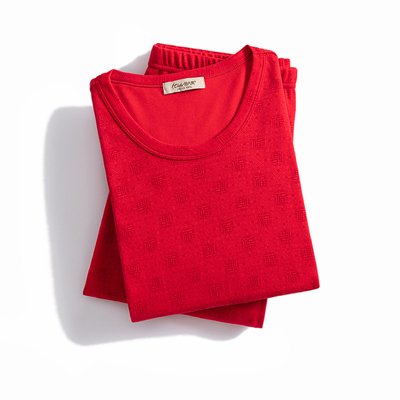 新疆长绒棉全棉本命年大红色秋衣