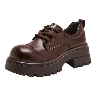 星期六厚底乐福鞋女2026年新款棕色单鞋圆头增高春秋英伦风小皮鞋