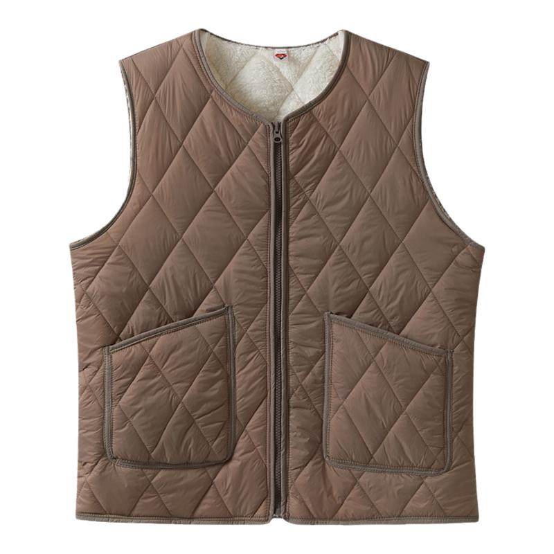羽绒棉马甲男冬季新款羊羔绒内胆宽松保暖背心青少年学生坎肩马夹