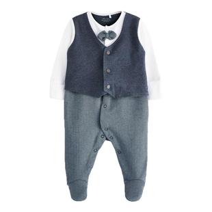 NEXT童装婴儿百日宴连体衣男宝宝满月百天爬爬服婴儿春秋礼服衣服
