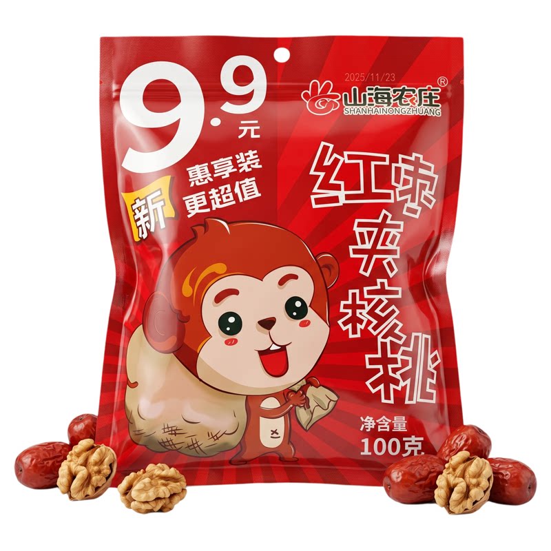 山海农庄灰枣枣夹核桃160g/袋