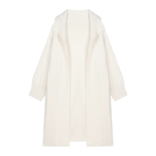 alex stevens大翻领针织开衫女中长款毛衣外套慵懒感软糯气质宽松