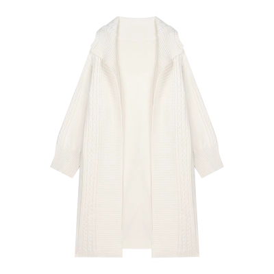 宽松大翻领针织毛衣外套