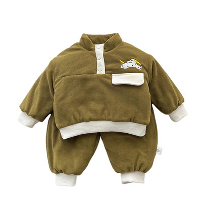 加绒加厚混纺套装运动冬季两件套