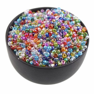 2mm奶油灌银玻璃米珠称斤小珠子手工串珠十字绣戒指材料水晶散珠