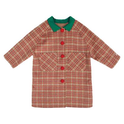 amber秋冬格子羊毛大衣