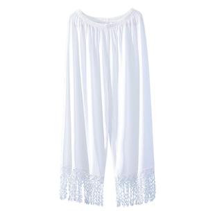 莫代尔流苏旗袍衬裤白色蕾丝九分打底裤内搭薄款春夏女