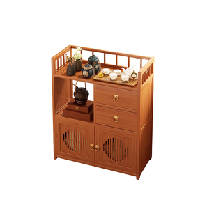 新中式博古架小型茶架子置物架茶室非实木茶叶摆放展示架茶桌边柜