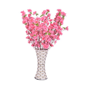 仿真桃花枝假花客厅摆件室内塑料绢花假树干花樱花腊梅花造景装饰