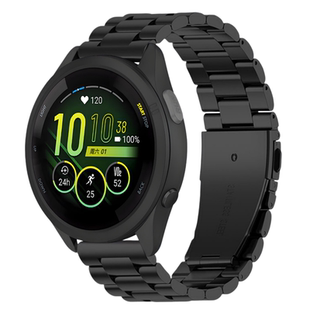适用于佳明265/255表带金属Forerunner265music三珠钢Venu2男款VivoActive4夏季VivoMove3高级22mm商务休闲