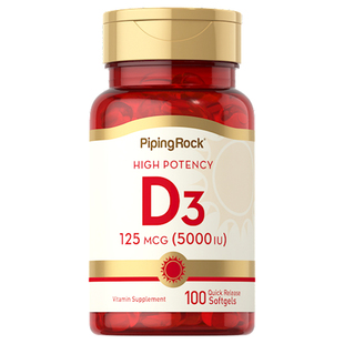 【自营】PipingRock 高效力维生素D3胶囊 5000IU 100粒