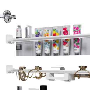 伸缩杆托免打孔窗帘杆固定座粘贴式门帘挂钩夹横杆固定器支架配件