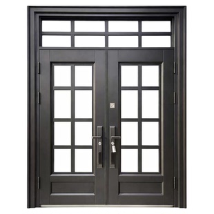 锌合金玻璃别墅大门双开门铜门防盗门家用进户门农村自建房入户门