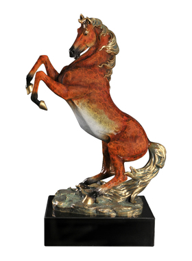 必禧利欧式风纯铜红色唐马摆件
