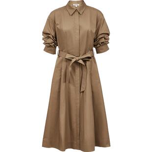 Vero Moda连衣裙2025秋季新款纯棉收腰捏褶A字衬衫裙3253SZ010