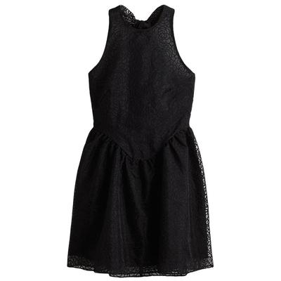 HM女装挂脖连衣裙2025冬季新款时尚法式刺绣无袖连身裙1282075