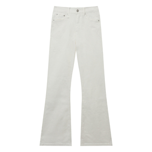 橘子树在哪儿复古白色喇叭牛仔裤女春季款设计感弹力直筒百搭裤子