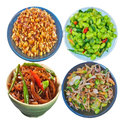 实惠四菜组合辣椒毛豆炒小鱼辣疙瘩丝花生碎下饭徐州邳州新沂特产