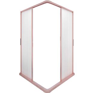 弧形淋浴房隐形浴帘转角浴室洗澡隔断免打孔干湿分离防水防霉磁吸