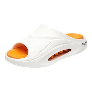 海边度假沙滩拖鞋夏季户外穿厚底一字拖男士家居防滑防臭软底凉拖