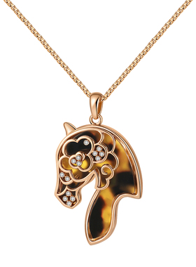 伊泰莲娜合金玳瑁色新年骏马项链